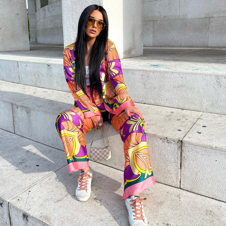 Single-breasted Printed Shirt and Bottom