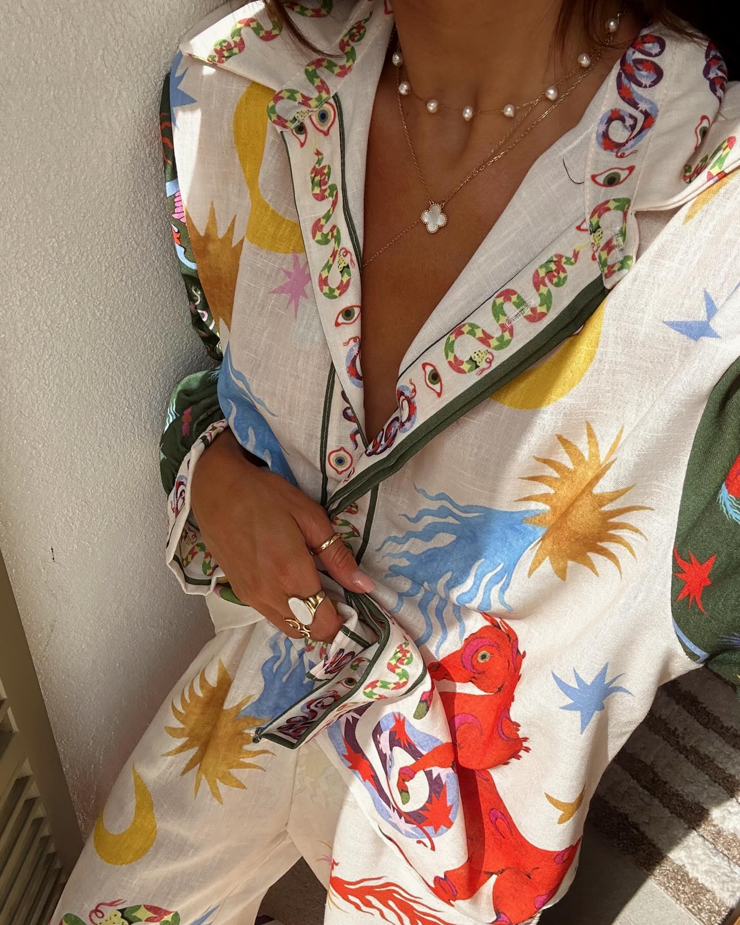 Graffiti Printed Long Sleeve Shirt and Pants Set