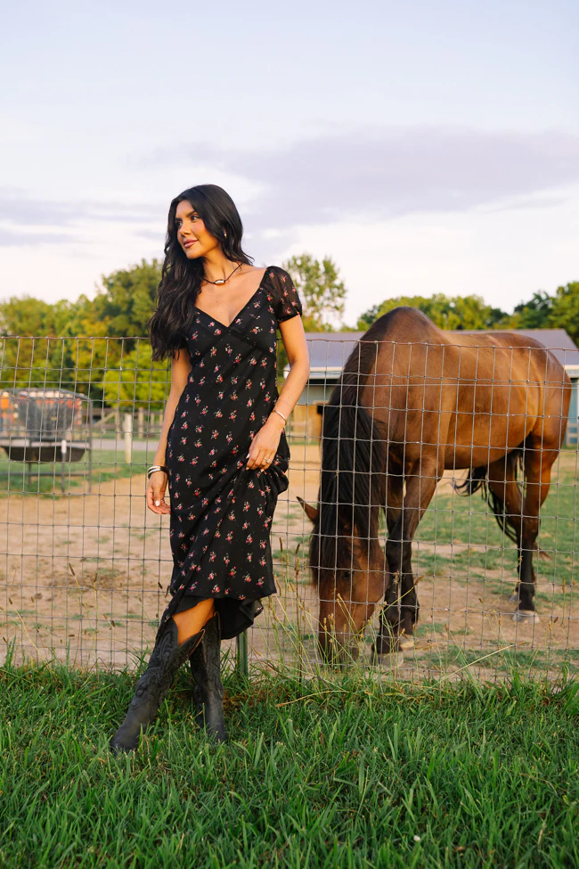 Black Floral Maxi Dress