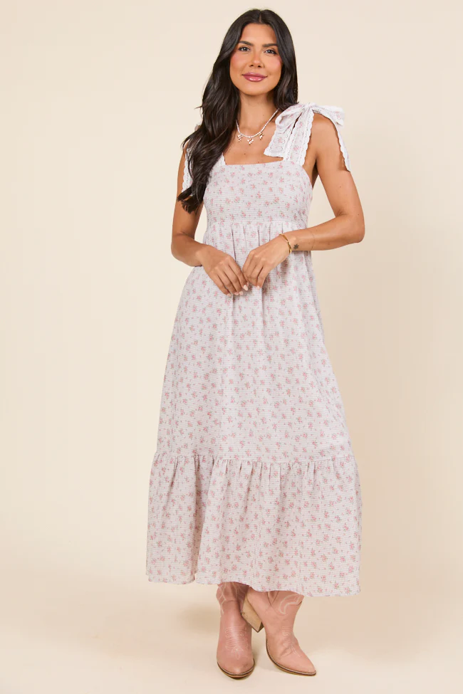 Gingham Floral Maxi Dress