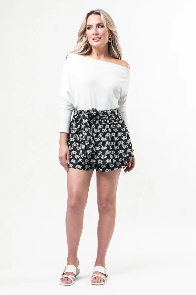 Black Belted Floral Skort