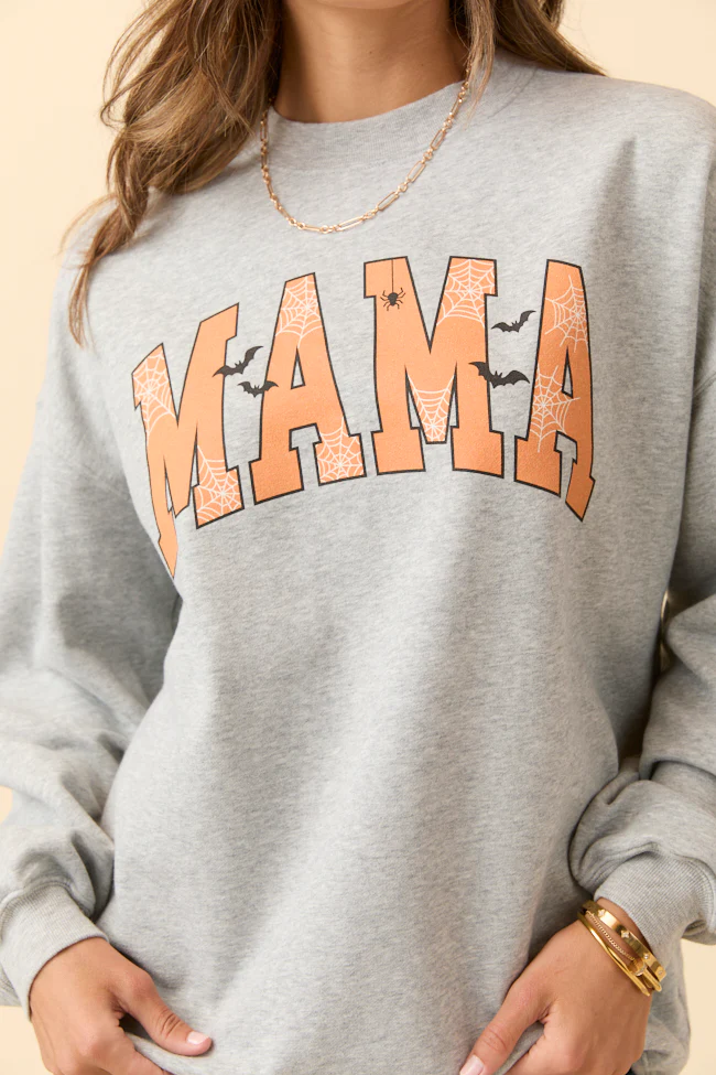 Halloween Printed Light Grey Graphic Sweatshirt