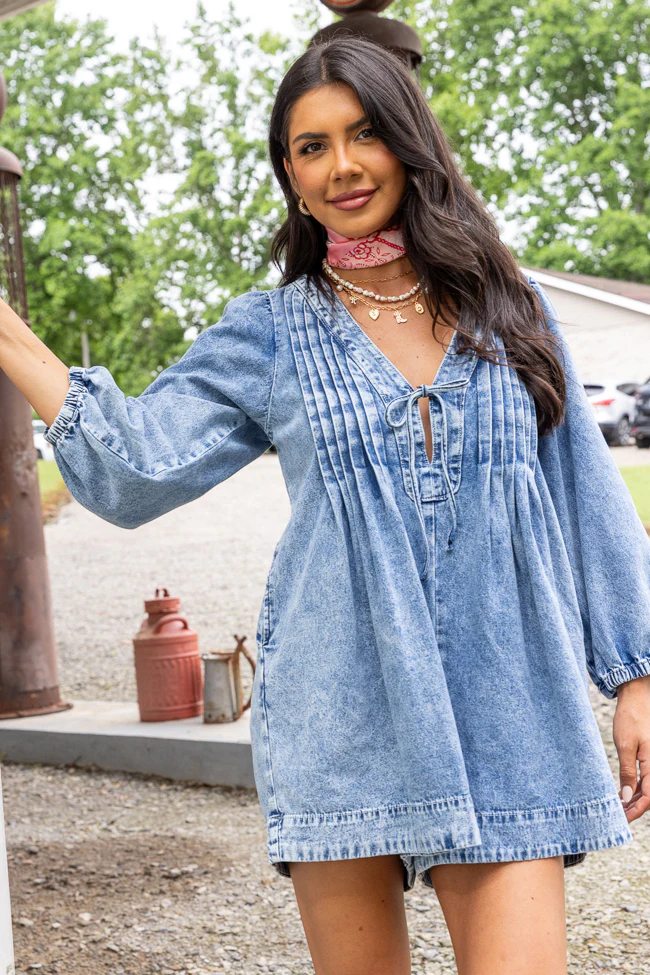 Long Sleeve Chambray Romper